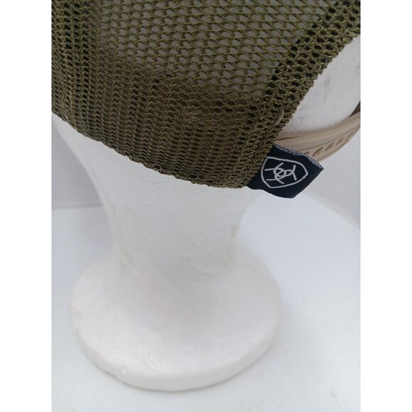 Ariat Flag Patch Baseball Hat Cap Green Camo Mesh Back Snap Back Cork Patch - Picture 6 of 8